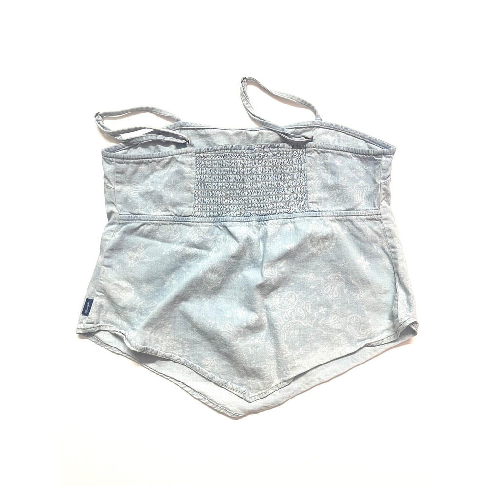 Wrangler Retro Paisley Bandana Print Handkerchief Hem Cami Top Light Blue Large - Picture 3 of 7